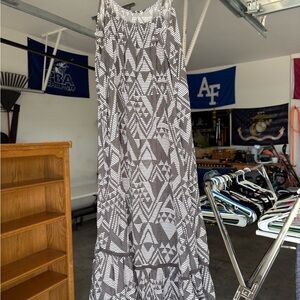 Aerie White and Gray Sleeveless Maxi Sundress
